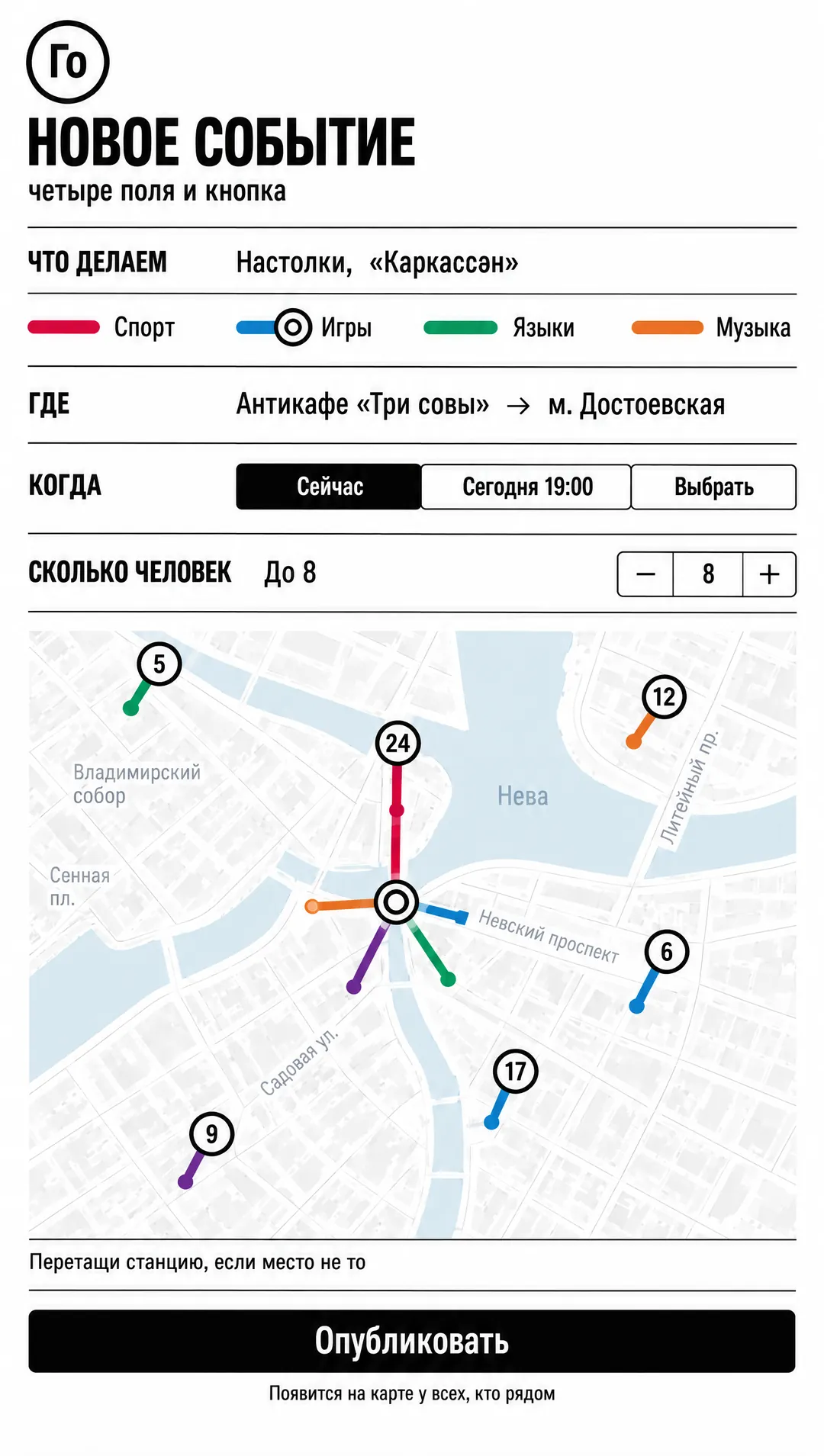 Создание: станция ставится на карту